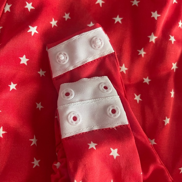 NWT Zara Red Satin Effect Bodysuit White Star Print Sz M Celebrate Patriotic - Picture 6 of 12